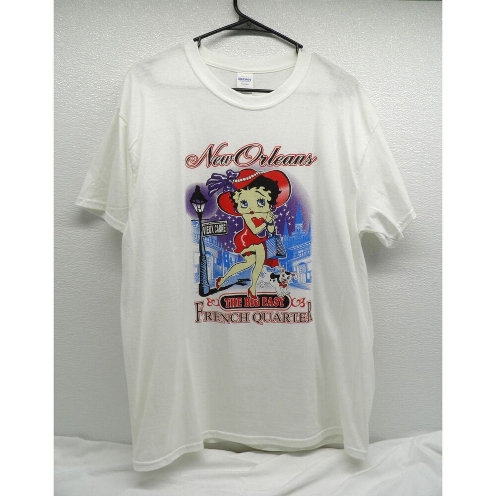 Vintage New Orleans French Quarter Betty Boop Shirt Mens Sz L Cartoon Art 2000s